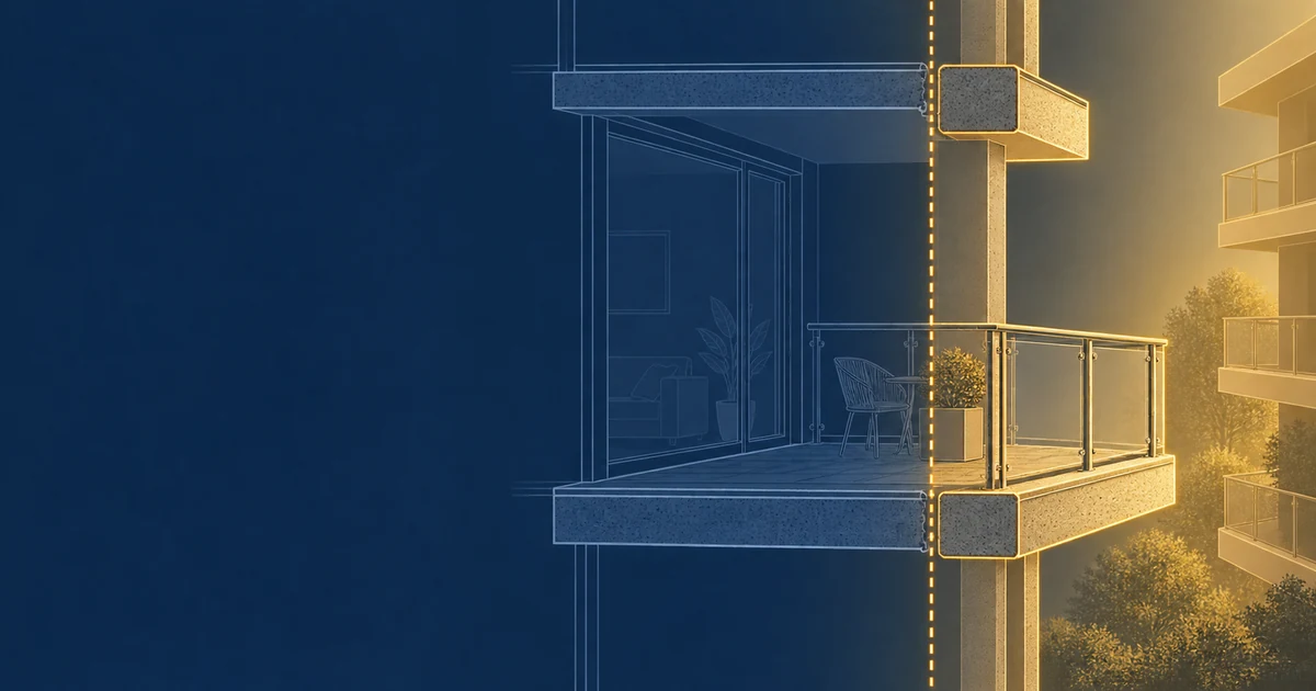 Illustration of the boundary between a private balcony and common property